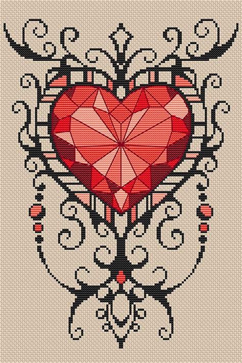 Gothic Heart Cross Stitch Valentines Cross Stitch Pattern Etsy