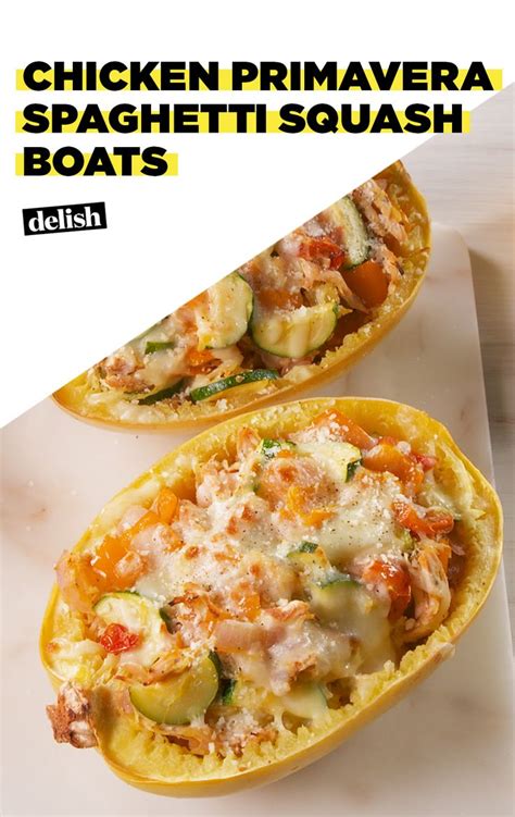 Chicken Primavera Spaghetti Squash Boats Recipe Cooking Recipes