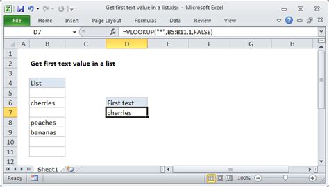 Excel Formula Get First Text Value In A List Exceljet