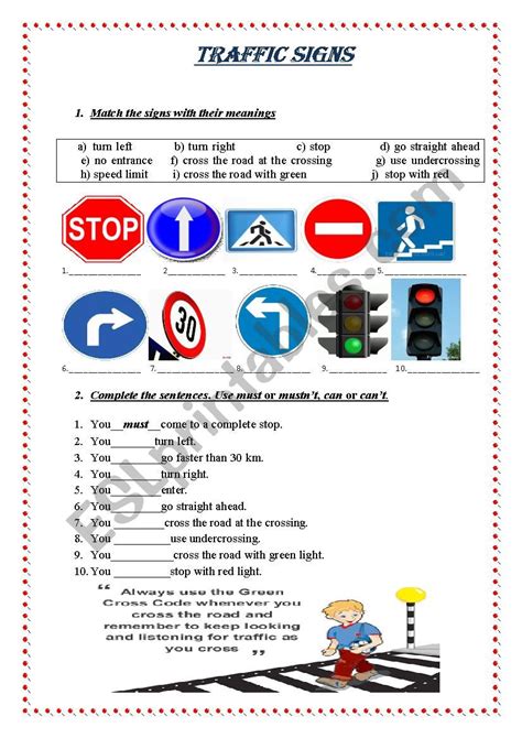 Traffic Signs Esl Worksheet By Nesquichek