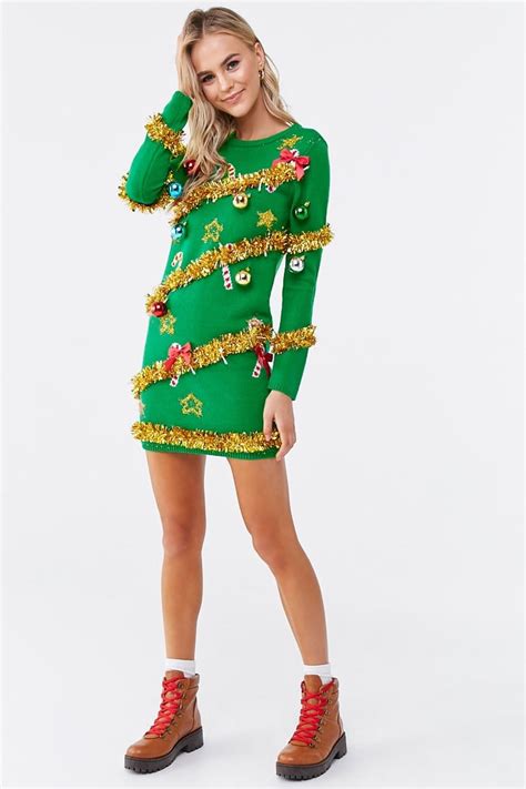 Christmas Tree Sweater Dress The Best Ugly Christmas Party Outfits From Forever 21 2019