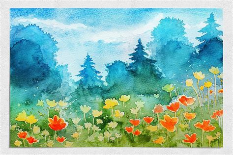 Spring Landscapes Watercolor Landscape Drawings Landscape Artwork