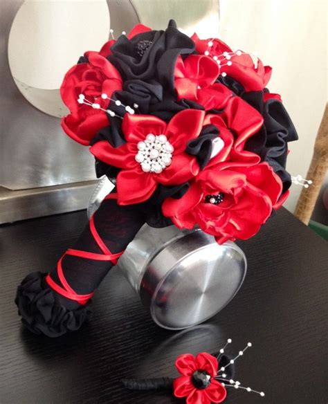 Handmade Fabric Flower Bridal Bouquet W By Handmadebyjoey On Etsy