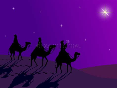 Three Wise Men Go For The Star Of Bethlehem Stock Vector Illustration
