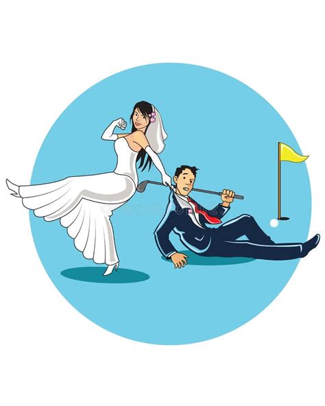 marrying golfer cartoon stock vector illustration of broom 54525577