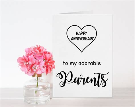 Printable Anniversary Card For Parents Flat And Folded 5x7 And Etsy