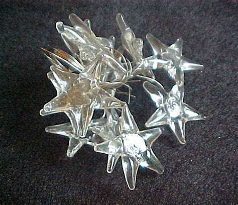 Sold Wired Crystal Glass Stars Ornaments Vintage Supply Clear Hand Blown 5 Pointed Star