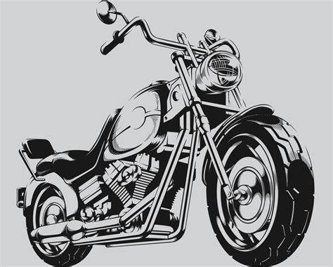 Vintage Motorcycle Chopper Biker Silhouette Illustration Clipart