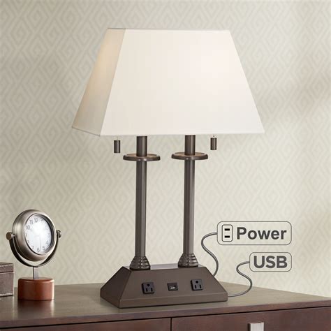 Regency Hill Traditional Desk Table Lamp With Usb And Ac Power Outlet