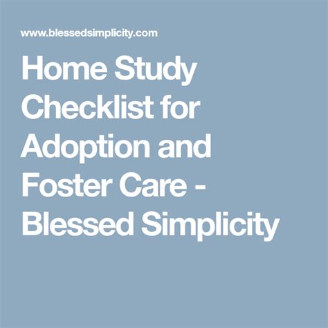 Home Study Checklist For Adoption And Foster Care Study Checklist