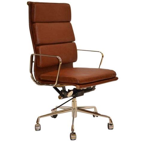 1999 eames herman miller soft pad aluminum group desk chair black leather 9x. Retro Eames Style Tan Brown Leather Office Chair | Brown ...