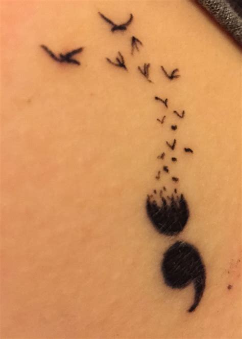 Women Tattoo Semicolon Tattoo With Birds Your