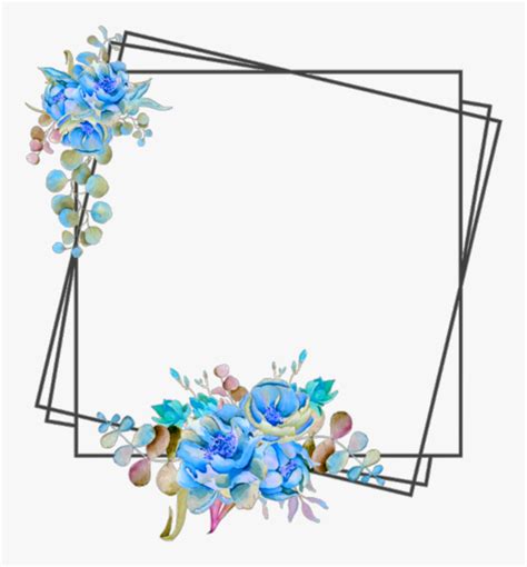 Ftestickers Frame Borders Flowers Blue Clipart Png Flower Frame