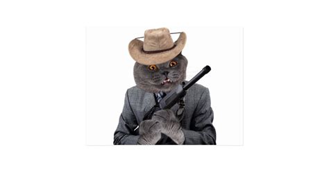 Funny Gangster Cat Postcard