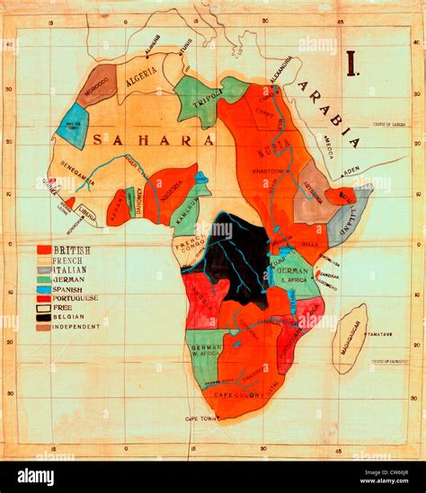Map Of Africa Showing European Colonies And Independent Countries In