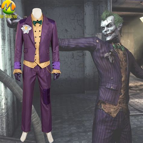 Game Batman Arkham Asylum Joker Cosplay Costume Adult Men Halloween