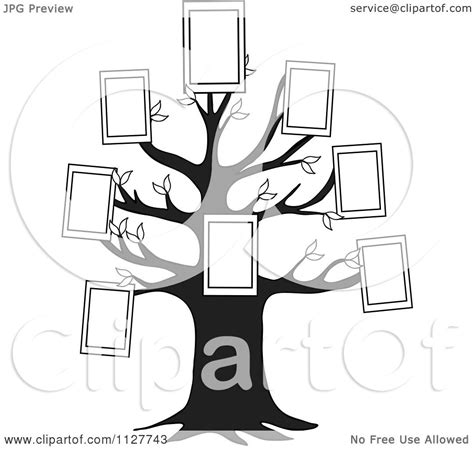 Black and white family clip art. Cartoon Of A Black And White Family Tree With Picture ...