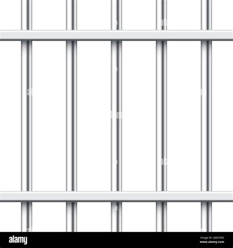 Realistic Metal Prison Bars Isolated On White Background Detailed Jail