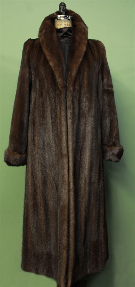 Full Length Mahogany Mink Fur Coat Size 8 10 19011 Marc Kaufman Furs