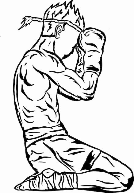 Premium Vector Muay Thai Kick Boxing Icon Vector Line Art