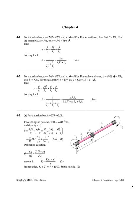 Chap04 10e Help Each Other Chapter 4 4 1 For A Torsion Bar Kt T θ Fl θ And So θ Fl