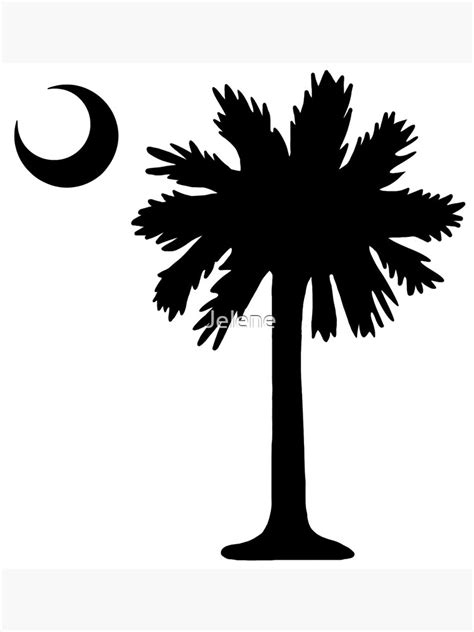Sc South Carolina State Flag Palmetto Tree And Moon In Black