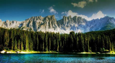 Nature Lake Bergsee Karersee South Tyrol Dolomites 20 Inch By 30 Inch