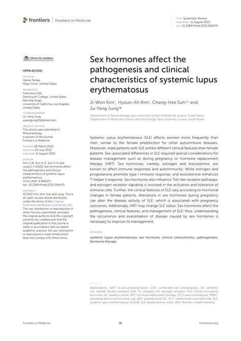 Pdf Sex Hormones Affect The Pathogenesis And Clinical Characteristics