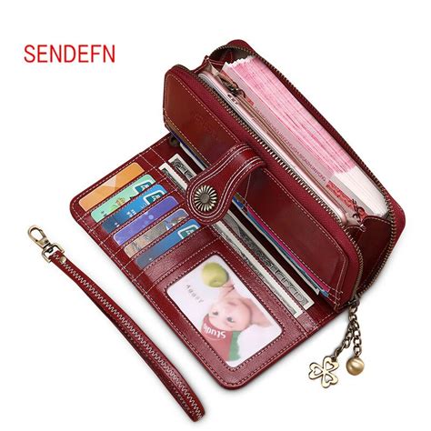 Large Capacity Women Quality Wallet Split Leather Wallet Female Long