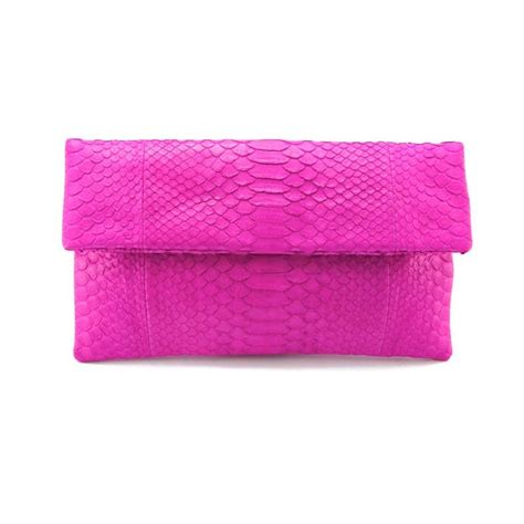 Hot Pink Snakeskin Clutch Foldover Clutch Bag Envelope Etsy Uk