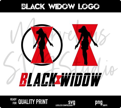 Black Widow Silhouette Logo Natasha Romanoff Avengers Superhero Colored