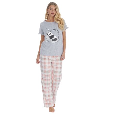 Jersey Cotton Long Pajamas Ladies Short Sleeve Pajama Set Pjs Nightwear