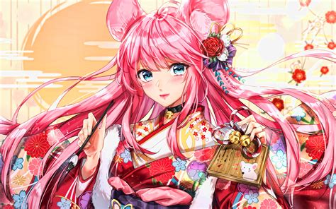 Download Wallpapers 4k Megurine Luka Kimono Vocaloid Characters Girl With Pink Hair Manga