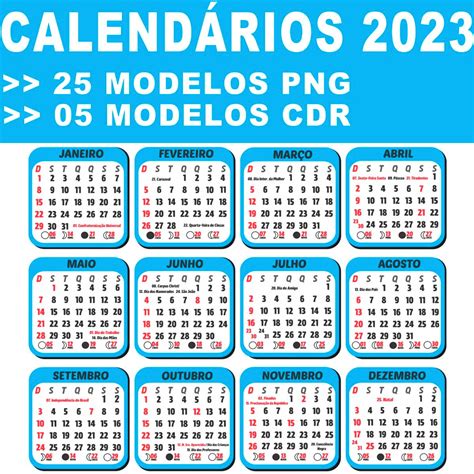 Modelos Calendários Png Calendário 2023 Corel Elo7