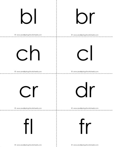 Beginning Consonant Blends Flash Cards In Plain Ol Black An White