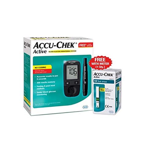 Buy Accu Chek Active Blood Glucose Glucometer Kit With Vial Of 10