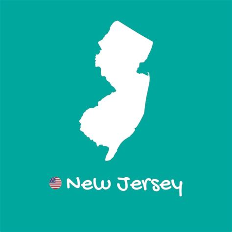 Vector Mapa Detallado De Nueva Jersey Aislado Sobre Fondo Azul Silueta
