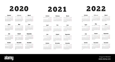 2020 2021 2022 Calendars