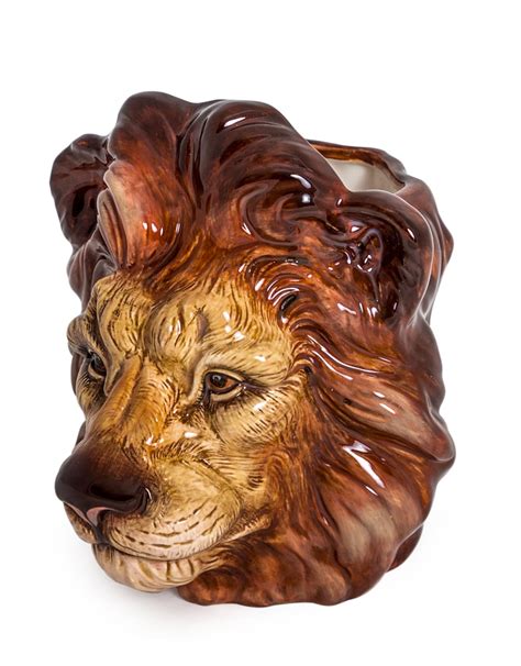 Hand Painted Ceramic Lion Head Storage Jarvase