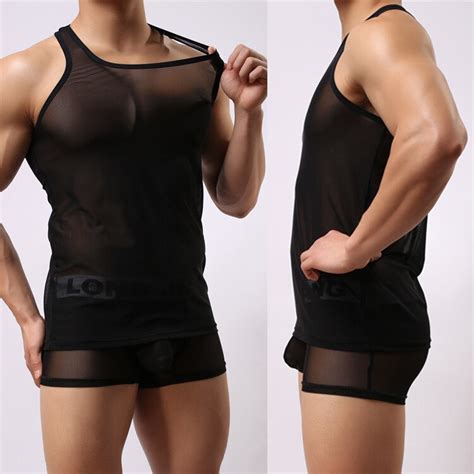 Brand New Mens Sexy Undershirt Men Vest Men Transparent Sleep Wear