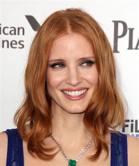 Jessica Chastain Medium Straight Casual Bob Hairstyle Copper Red Hair