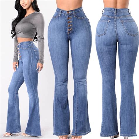 Women Vintage High Waist Flared Bell Bottom Jeans Trendy Light Denim 70s Pants Walmart Canada