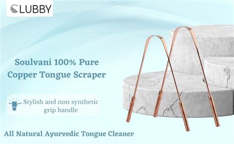 Clubby Soulvani 100 Pure Copper Tongue Scraper 2 Pack All Natural