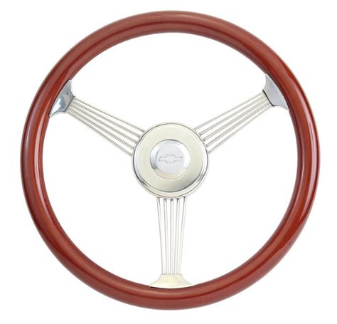 Chevy Hot Rod 15 Mahogany Banjo Steering Wheel With Stainless Steel