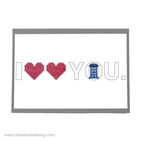 Doctor Who Inspired Time Lord Cross Stitch Valentine