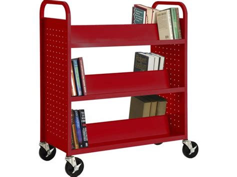 Most of these book carts can handle weight capacities from 150 lbs to 500 lbs of new or used library books. Double Sided Sloped-Shelf Book Cart WMB-181, Book Carts