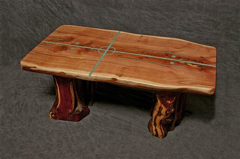 Buy Hand Crafted Cedar Slab Table With Natural Living Edges And Four