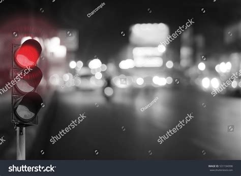 Red Traffic Light On Road Night Stock Photo 531194998 Shutterstock