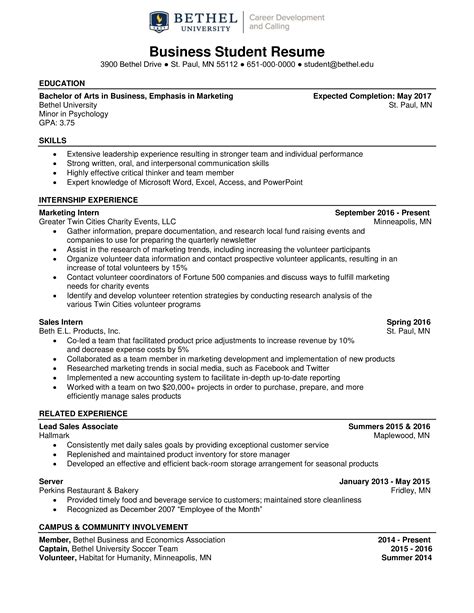 Resume Format Student