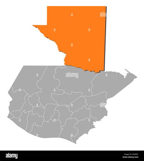 Mapa Político De Guatemala Con Varios Departamentos Donde Petén Está